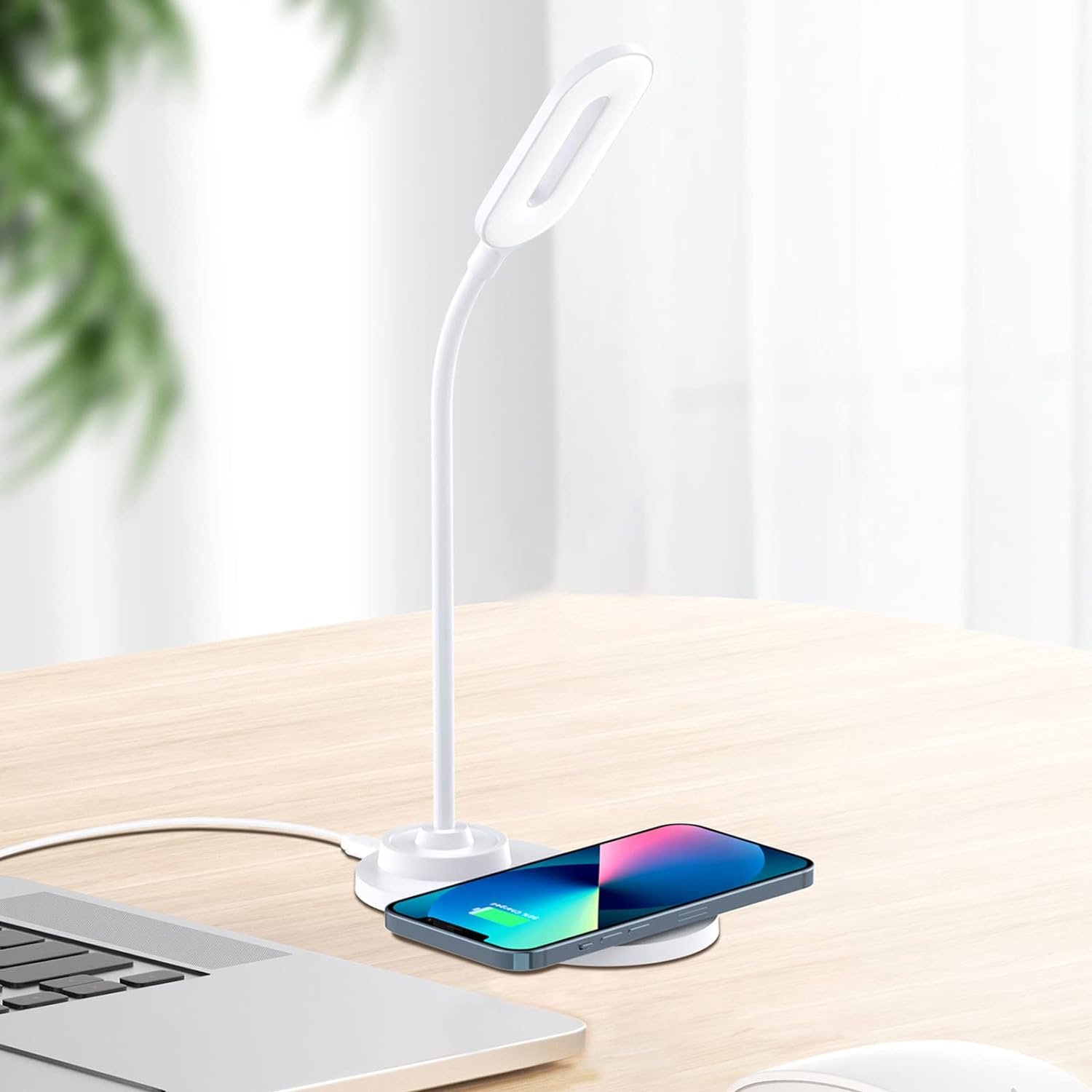 15W Wireless Fast Charge Intelligent Eye Protection Desk Lamp For Bedroom, Office, Led Desktop Portable Light