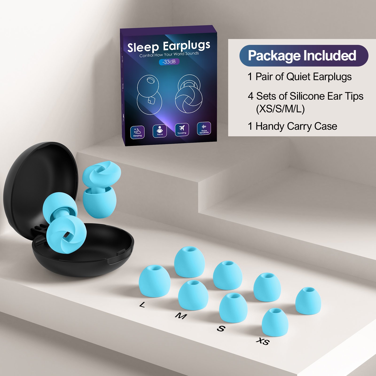 4 size 33db hearing protection silicone ear tips earplugs noise reduction festival ear plugs for sleep