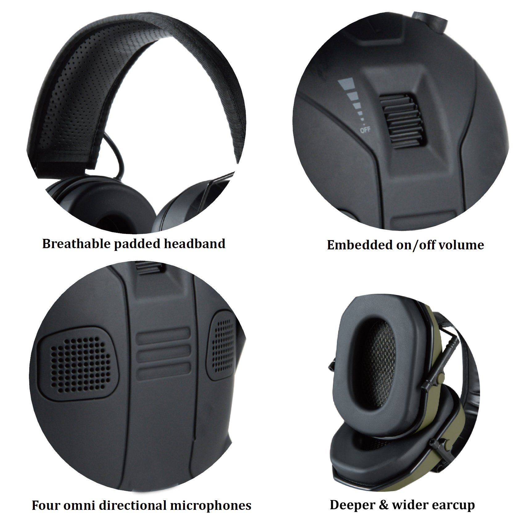 Noise Cancelling Sound Proof Safety Active Shooting Shooter Headphones Ear Protection Hearing Protector Microphones Earmuffs