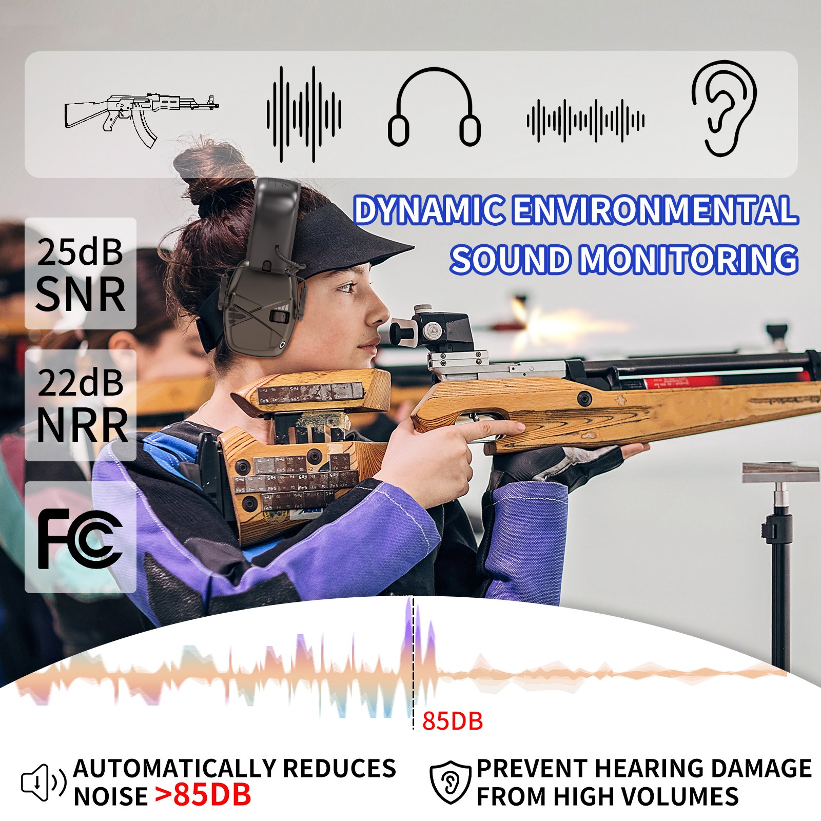 Electronic Safety Shooting Hunting Headphones Hearing Protection Electronic Noise Cancelling Ear Muffs Ear Protection