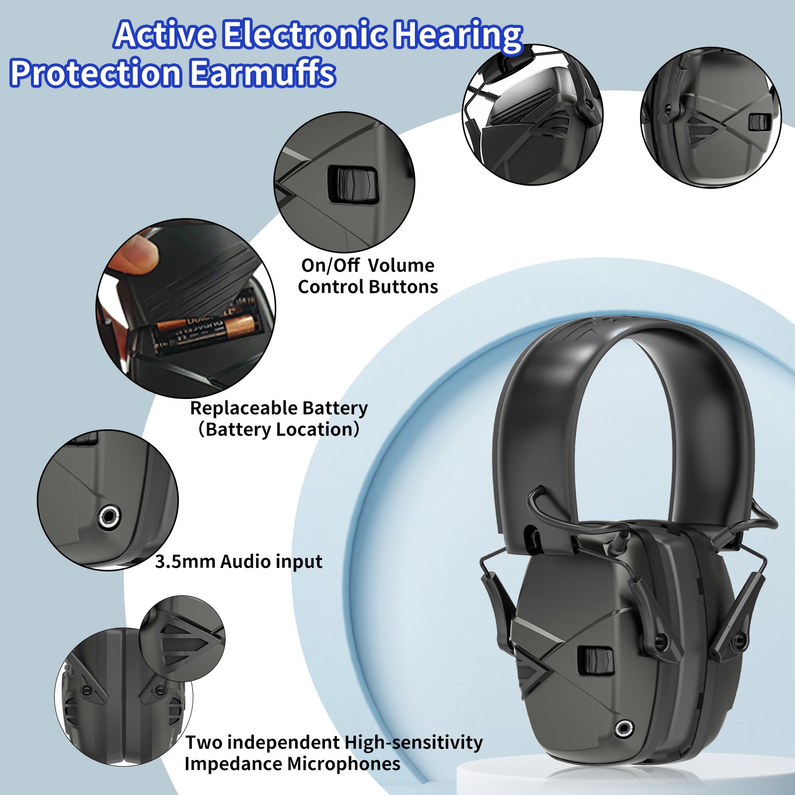 Electronic Safety Shooting Hunting Headphones Hearing Protection Electronic Noise Cancelling Ear Muffs Ear Protection