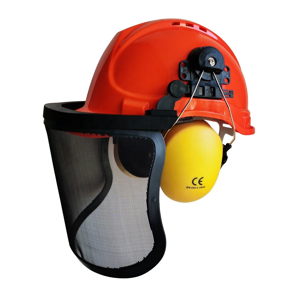 FS3009 Safety hat earmuff face shield visor Three-piece garden protection suit Mowing protective face mask logging helmet set
