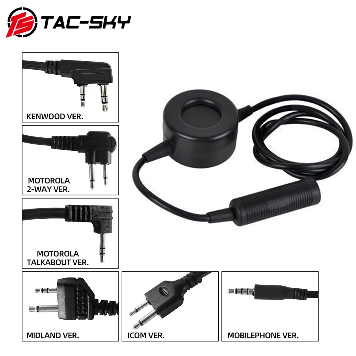 TS TAC-SKY TCI PTT Tactical Headset Accessory PTT Adapter for Hearing Protection COMTAC SORDIN Walkie Talkie Shooting Headset