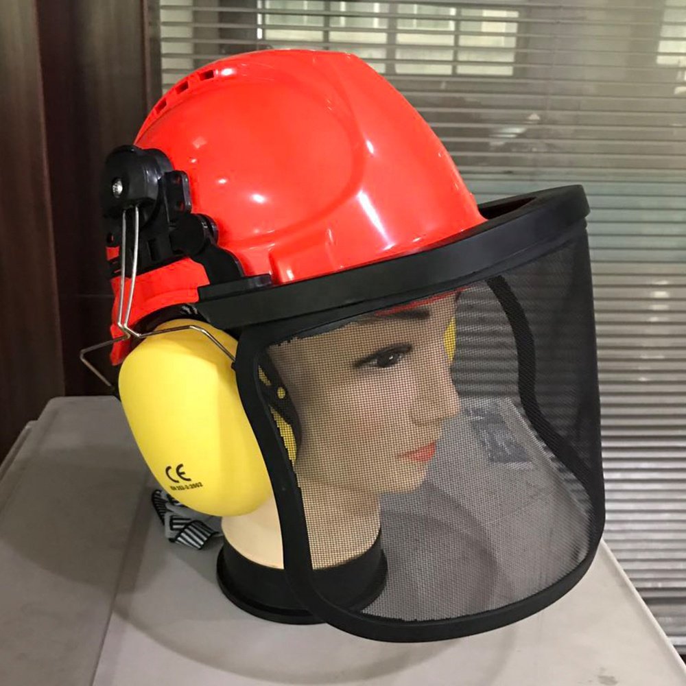 FS3008 Economic Forest Safety helmet with earmuffs and mesh viosr for loggers CE
