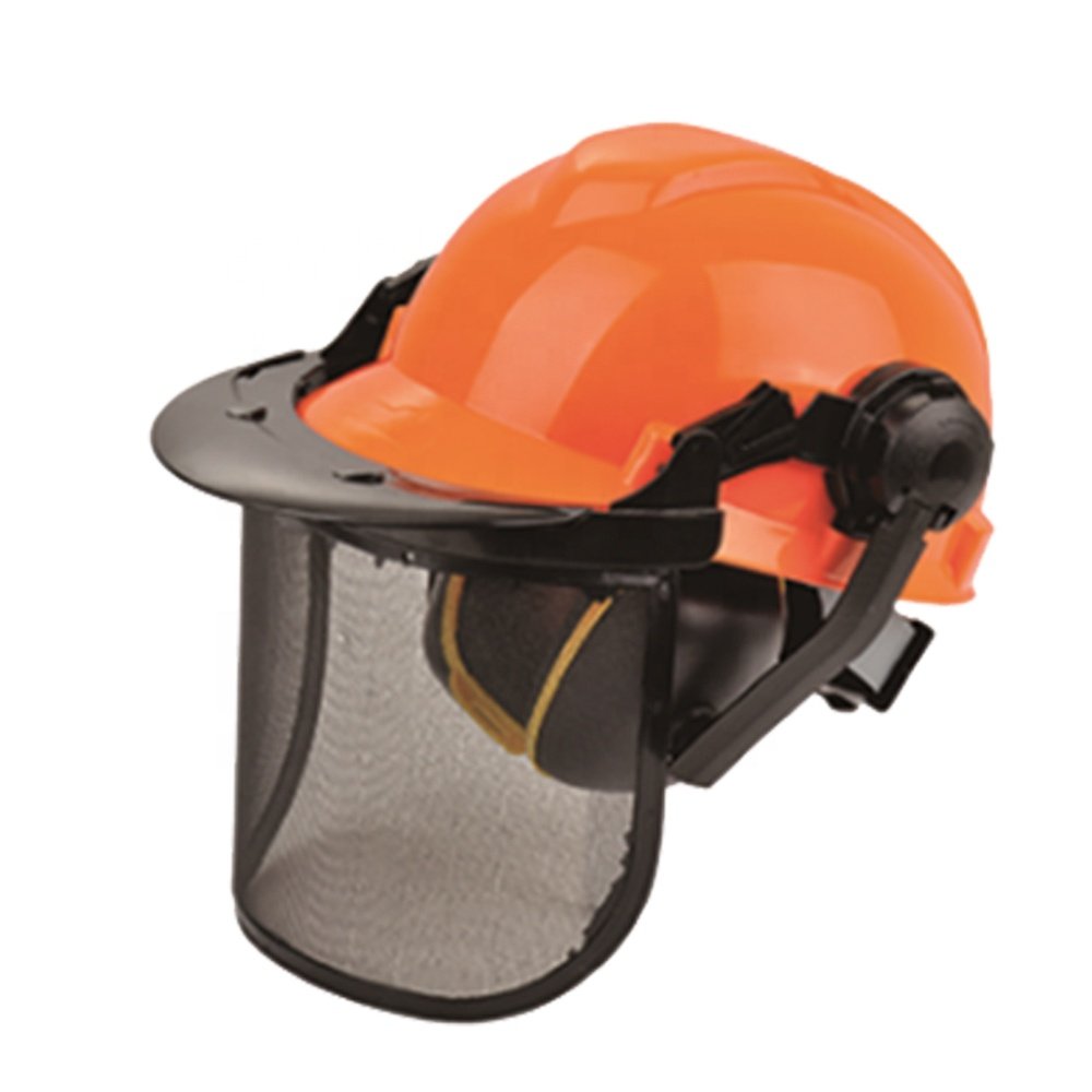 FS3008 Economic Forest Safety helmet with earmuffs and mesh viosr for loggers CE