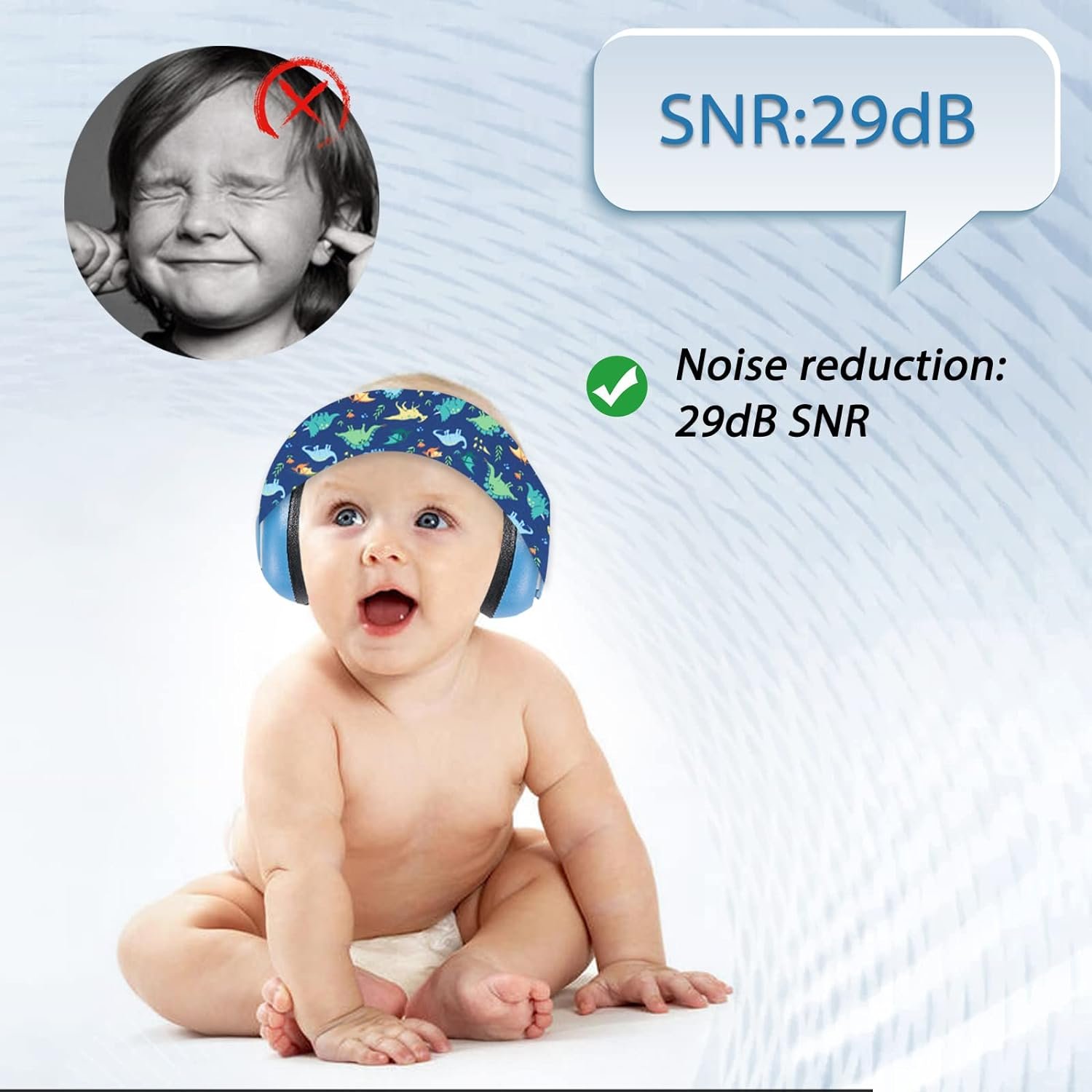 Infant Ear Protection Noise Cancelling Baby Ear Muffs, Toddler Hearing Protection with Adjustable Elastic Headband