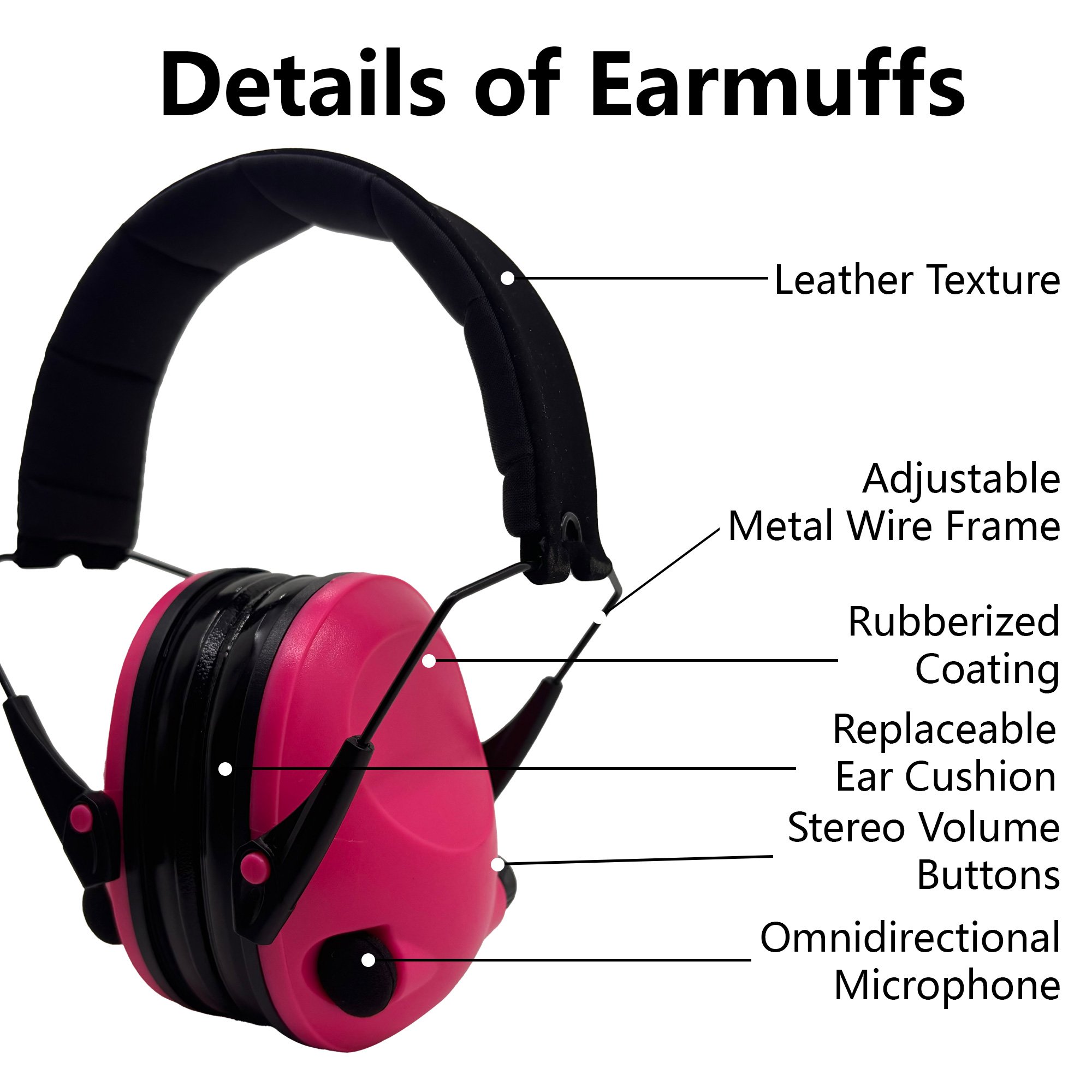GS112P2CA-F NRR 21dB Passive Ear Defenders Noise Reduction Safety Ear Muffs Adjustable Shooting Protection Ear Muffs