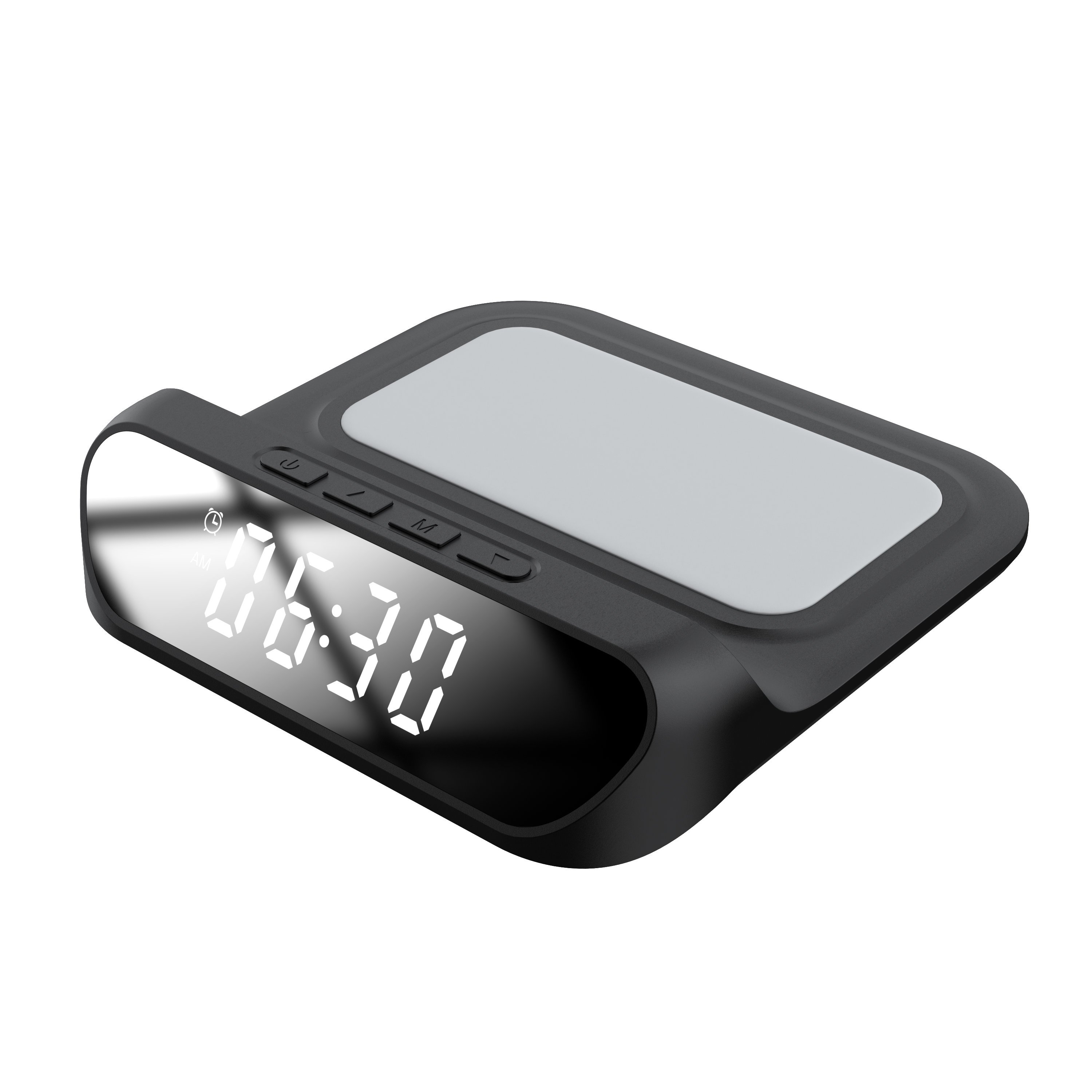 Custom Logo 4 In 1 Desk Temperature LED Digital Alarm Clock With Wireless Charger For Table