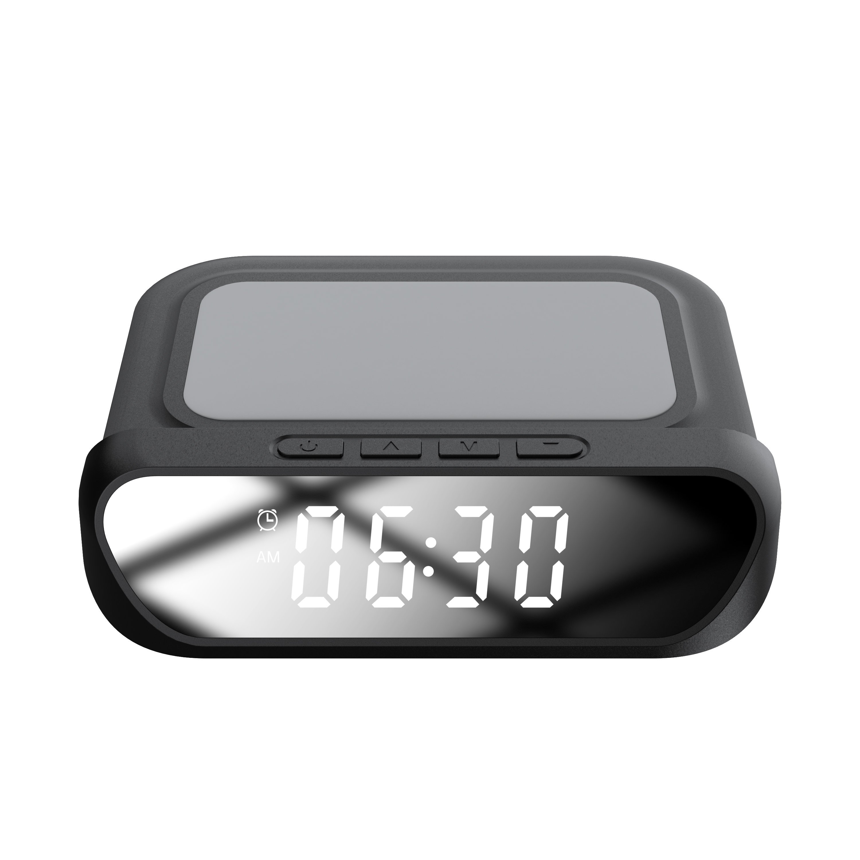 Custom Logo 4 In 1 Desk Temperature LED Digital Alarm Clock With Wireless Charger For Table