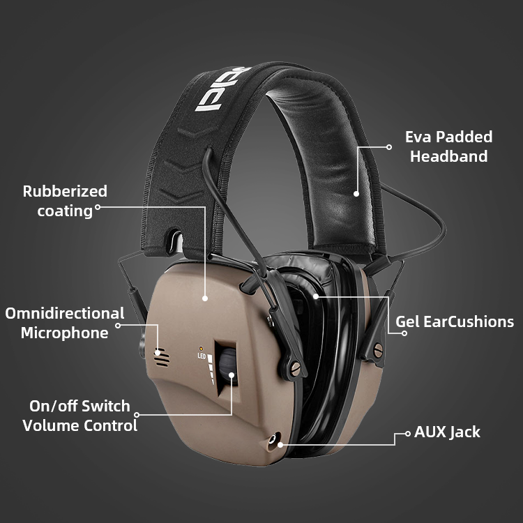 Custom Logo Digital Sound Compress Electronic Hearing Protection Tactical Earmuffs Hearing Protection