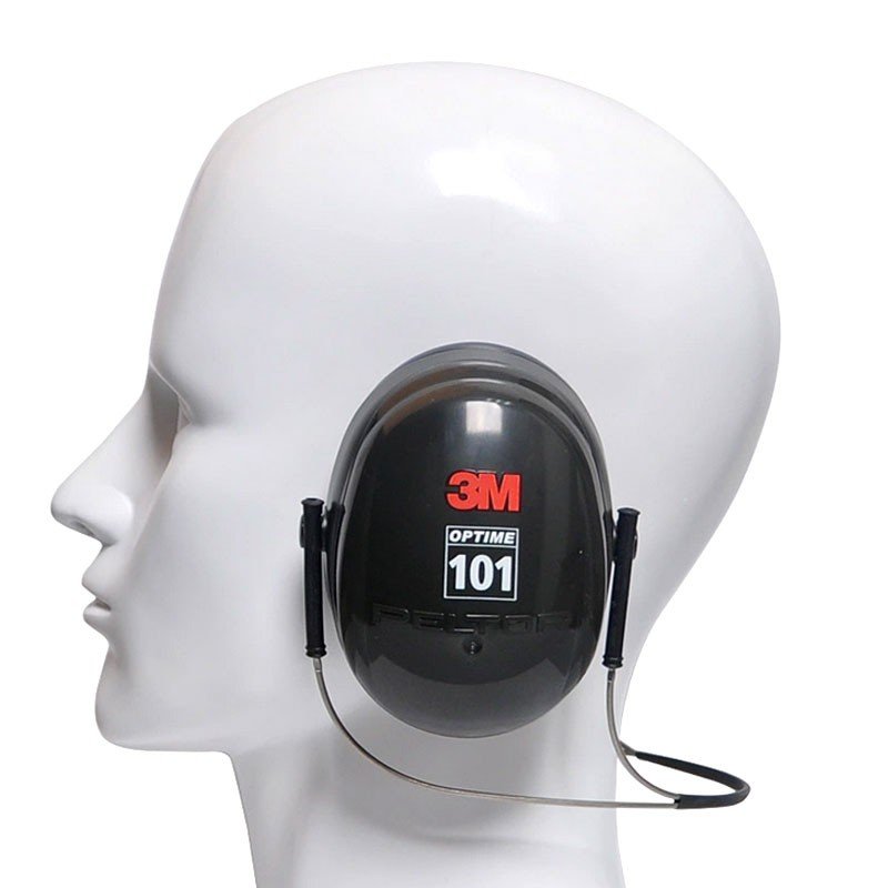 3M H7B PELTOR Optime 101 Earmuffs H7B, Behind-the-Head Black