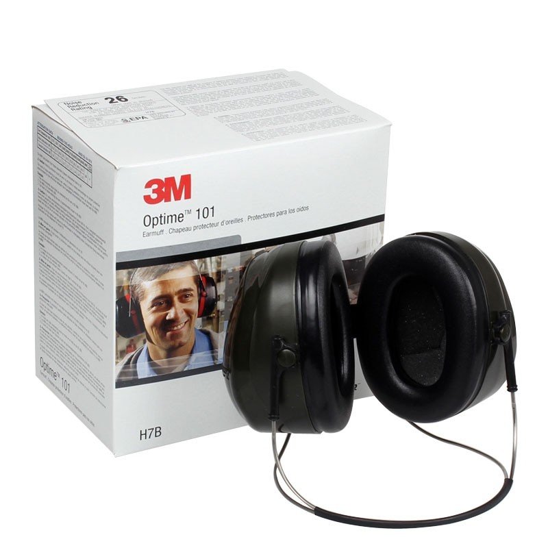 3M H7B PELTOR Optime 101 Earmuffs H7B, Behind-the-Head Black