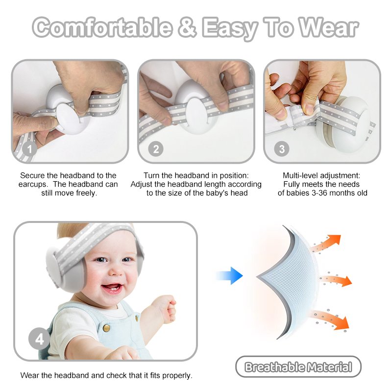 Custom Logo Safety Hearing Protection Infant Kids Noise Reduction Headphones Baby Newborn Ear Muffs Sleep Earmuffs for Children