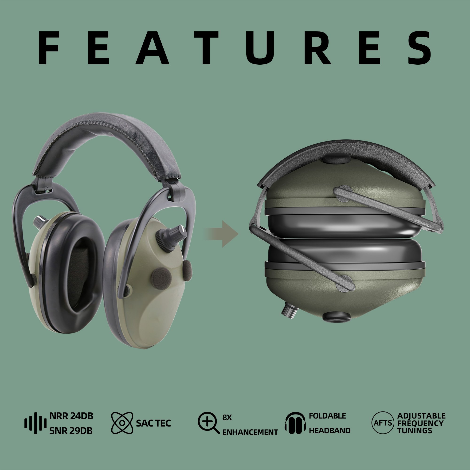OEM GS144P5AA-F Hunting Tactics Noise Reduction Earmuff Electronic Earmuffs Hearing Protection Folding Earmuffs Shooting