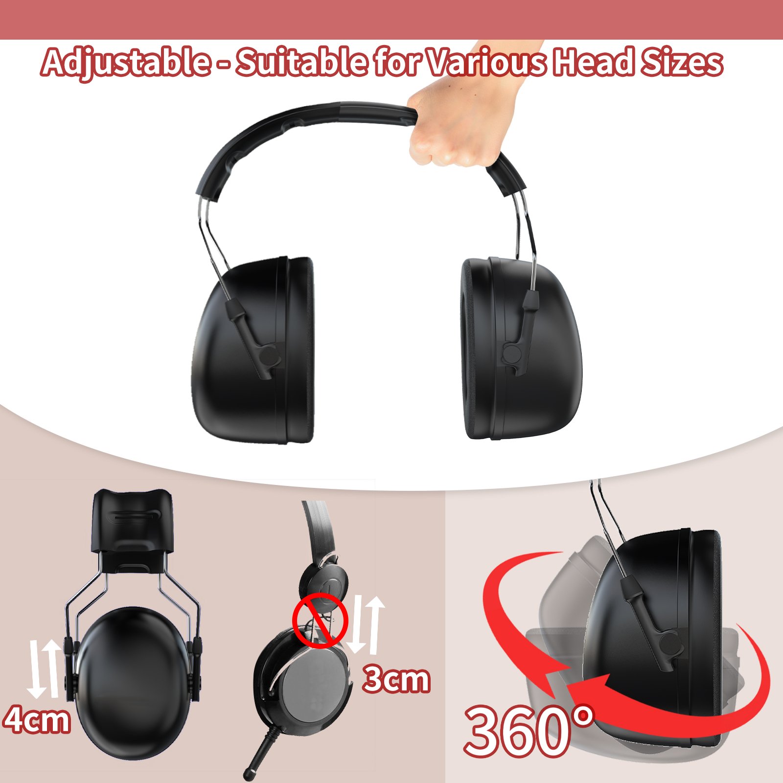 AK 11 Passive Hearing Protection for Construction Lawn Mowing Ear Noise Protection for Adults Sound Blocking Ear Muffs