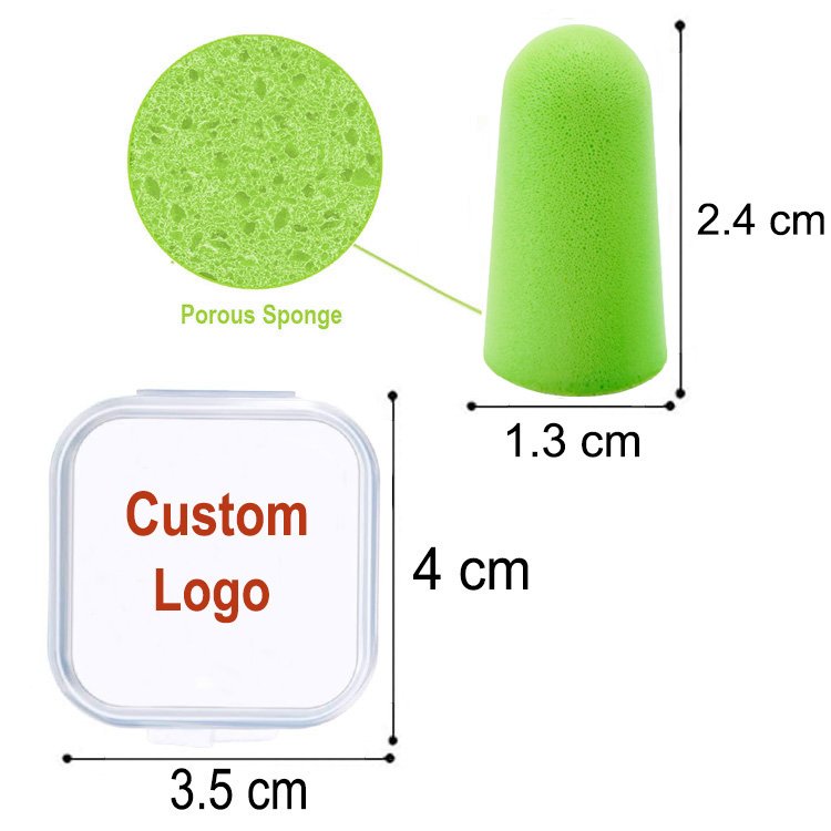 Custom Noise Cancelling Reduction Earplugs Foam Ear Plugs Green with Case Sleeping Earplugs