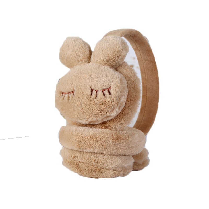 Hot sale thickened plush cartoon rabbit baby earmuffs cute solid color winter warm children hearing protection earmuff for kids