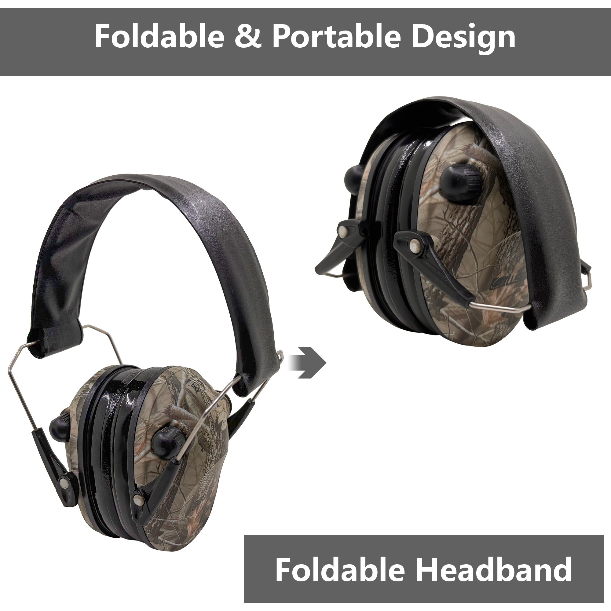 OEM GS112P2CA-B Foldable Hunting Shooting Noise Reduction Tactical Ear muffs Soundproof Electronic Hearing Protection Earmuffs
