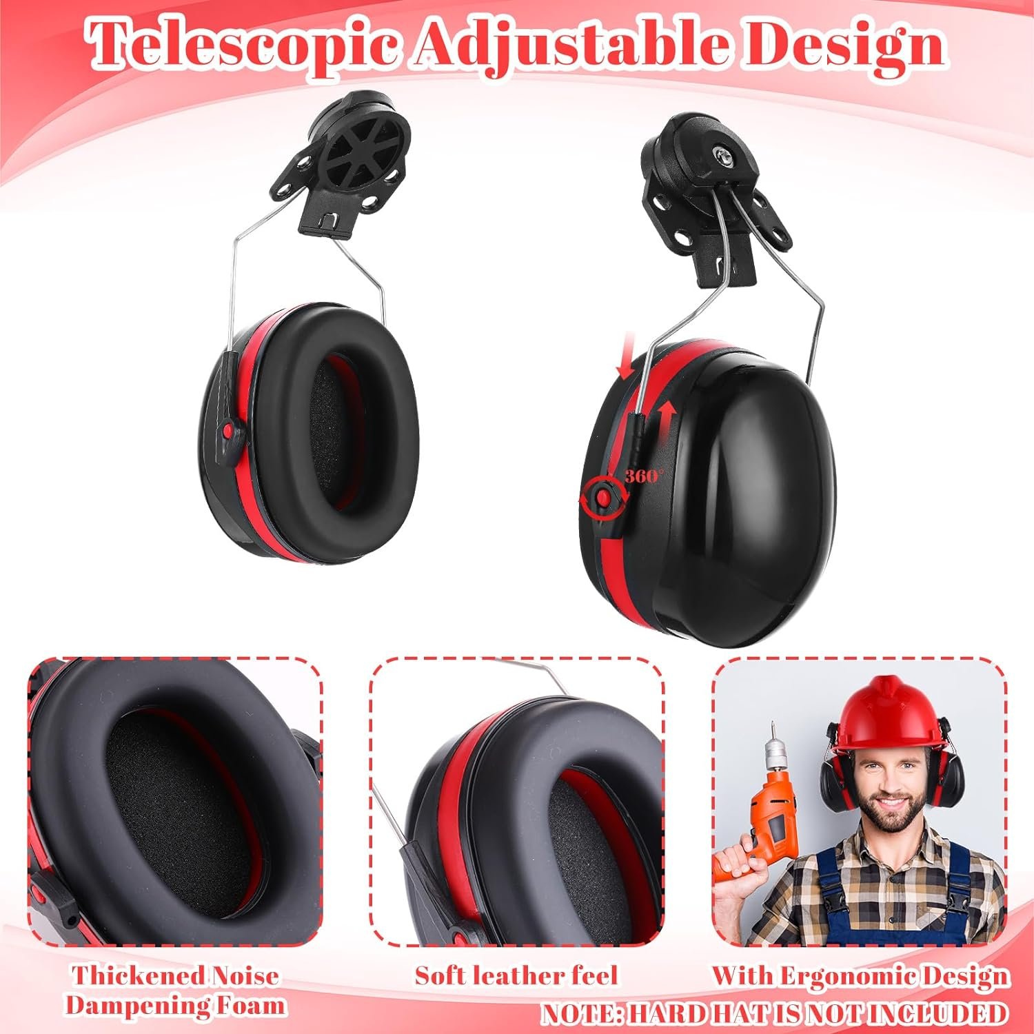 High quality Ear Protection NRR 27dB Durable Hard Hat ear muffs earmuffs