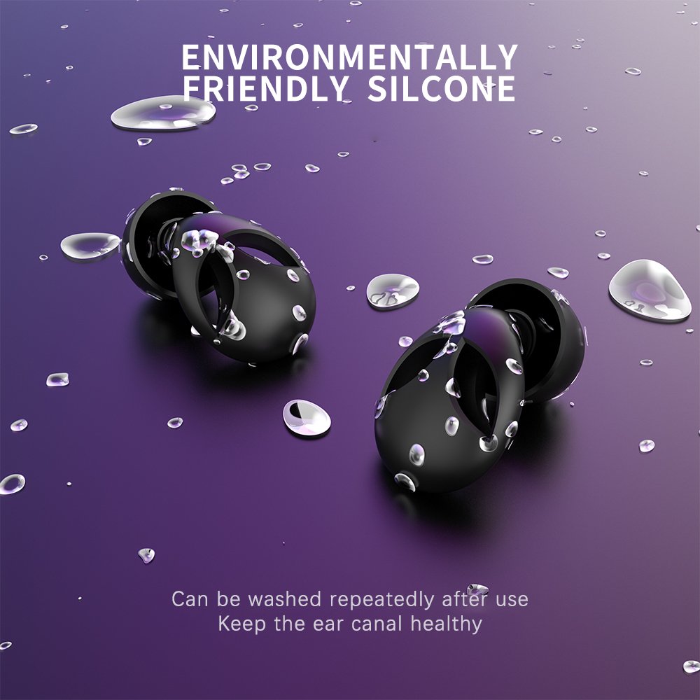 Customizable sleep noise cancelling earplugs, interchangeable size and washable noise cancelling earplugs, silicone earplugs