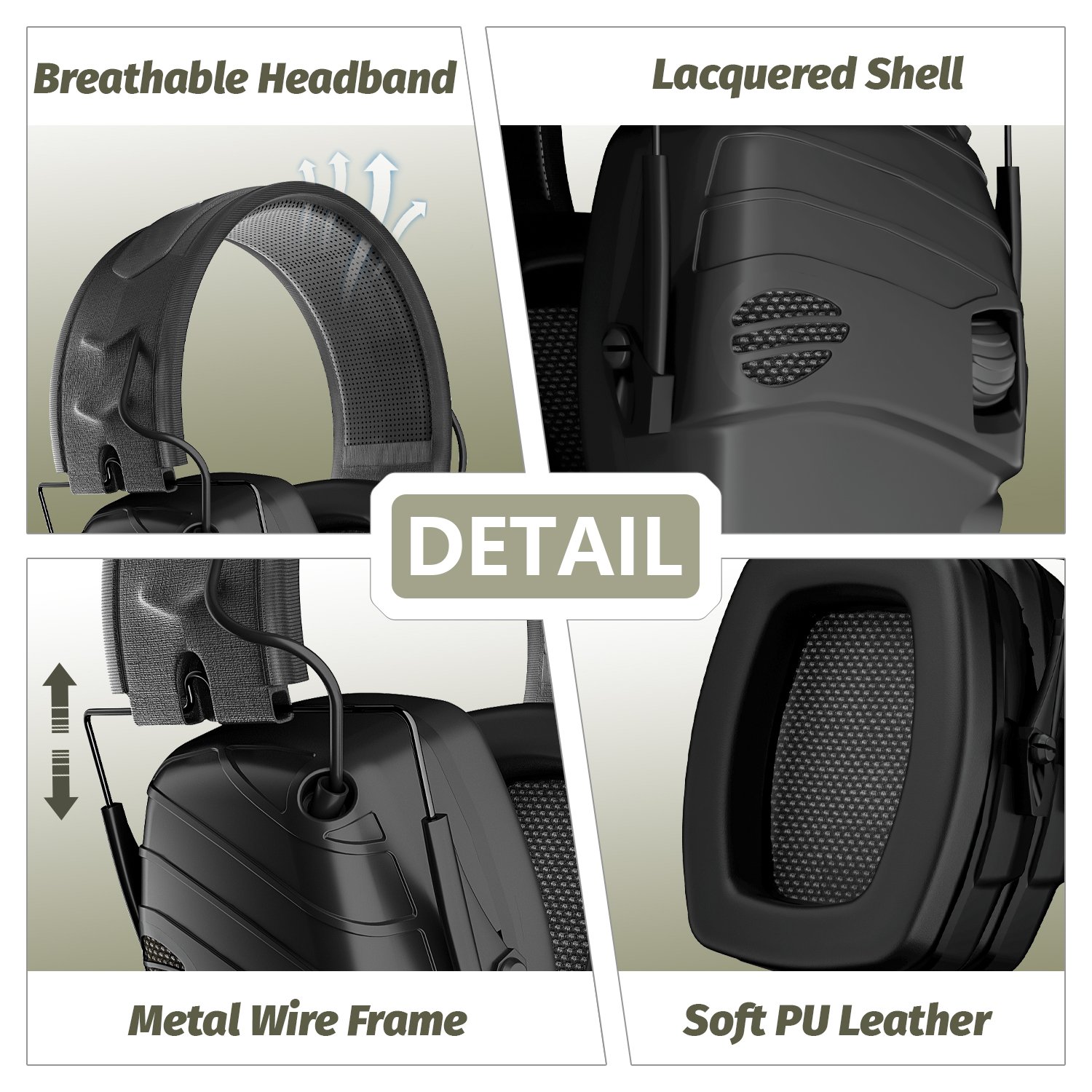 Custom Logo Noise Cancelling Ear Muffs Hearing Protector Electronic Ear Defender Soundproof Earmuff Headphones