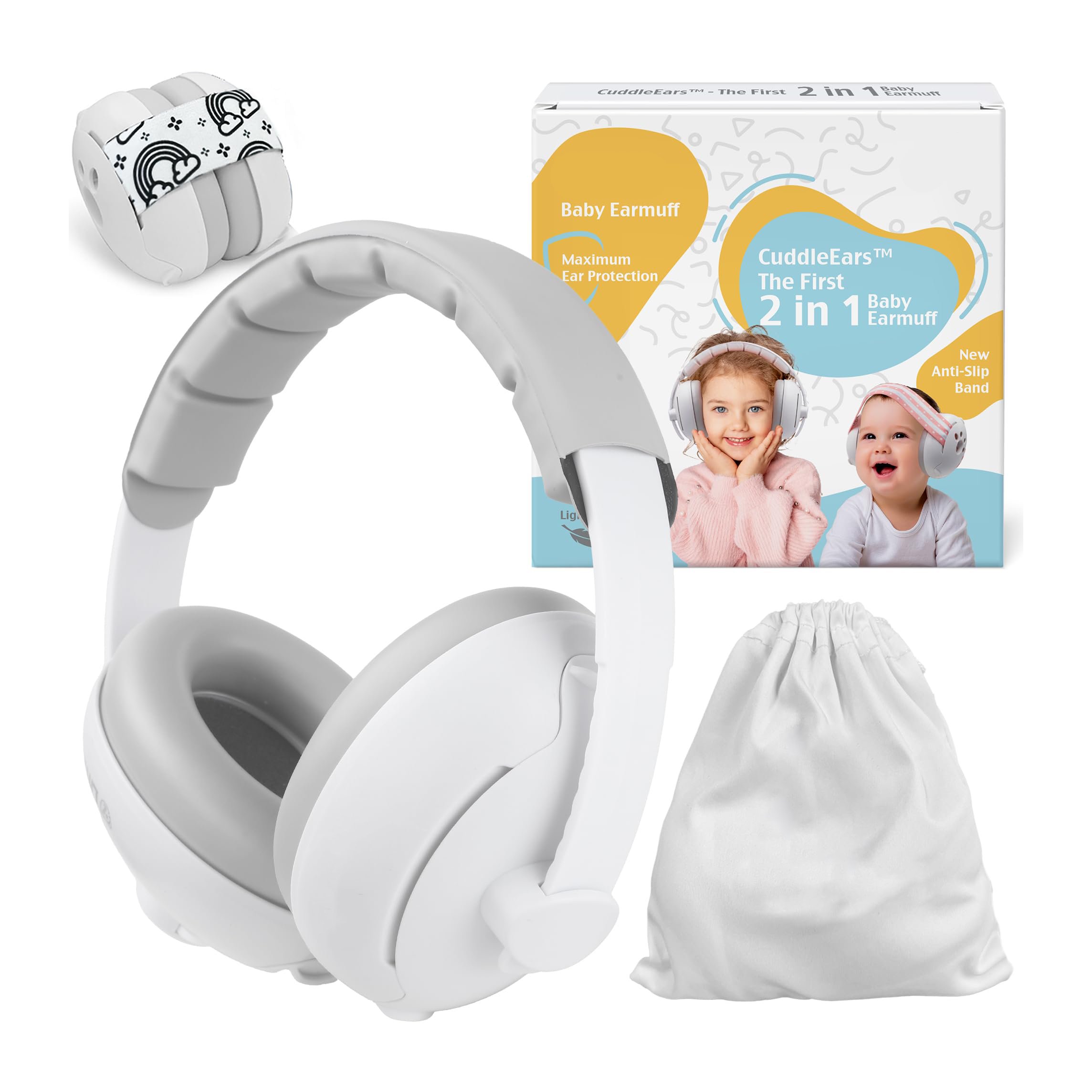 2 in 1 Baby Ear Muff Noise Canceling Infant Toddler Headphone Hearing Protection Earmuff for Plane Sleep