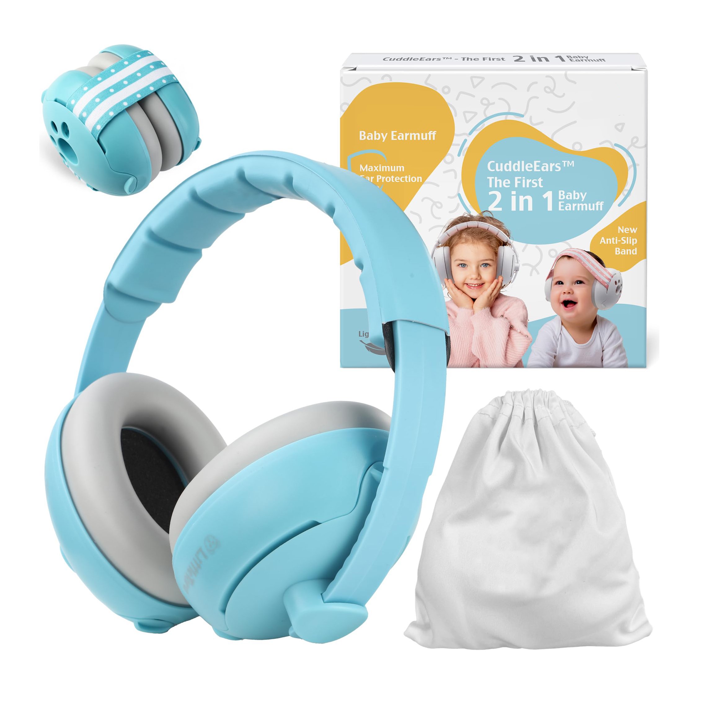 2 in 1 Baby Ear Muff Noise Canceling Infant Toddler Headphone Hearing Protection Earmuff for Plane Sleep