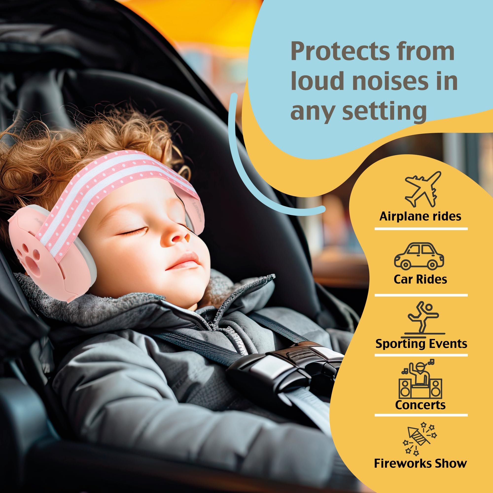 2 in 1 Baby Ear Muff Noise Canceling Infant Toddler Headphone Hearing Protection Earmuff for Plane Sleep