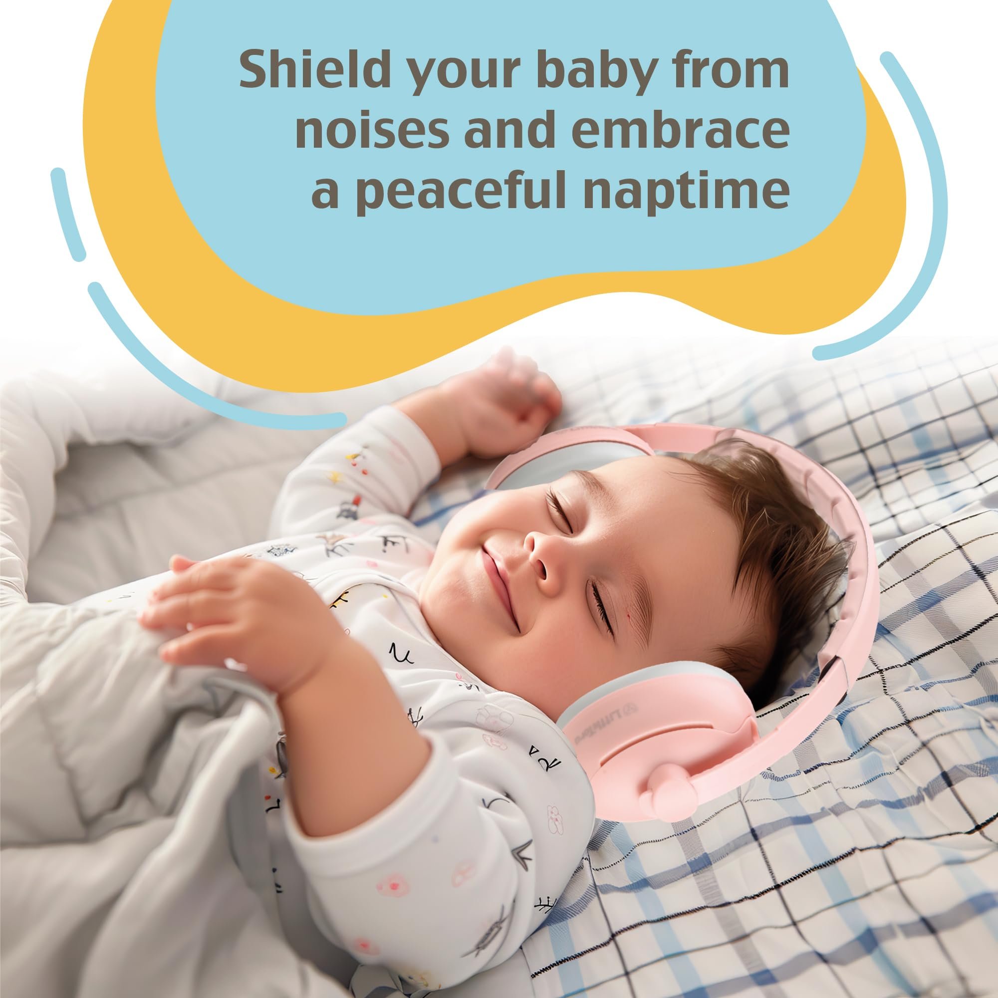 2 in 1 Baby Ear Muff Noise Canceling Infant Toddler Headphone Hearing Protection Earmuff for Plane Sleep