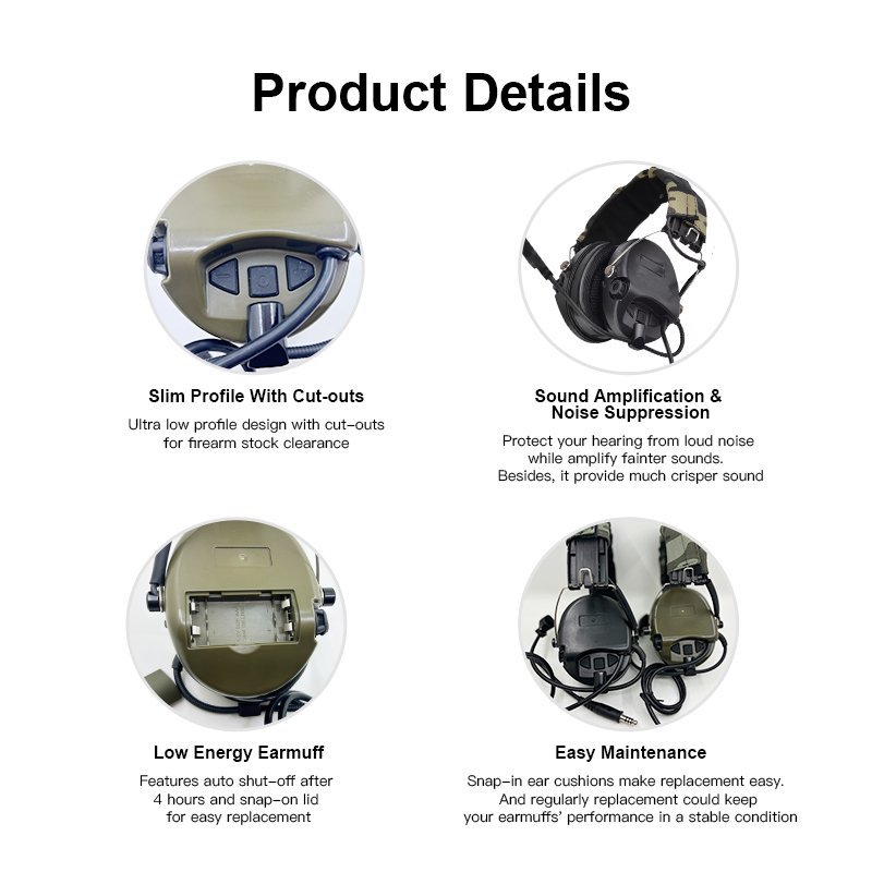 GS152W2AA Hearing Protector Soundproof Noise Cancelling Shooting Ear Muffs Security Protection Electronic Ear Defenders Earmuffs