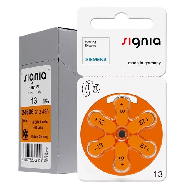 Signia A13 High Quality Digital Hearing Aid Battery Mercury-Free Zinc Air 4 Sizes Available for BTE Hearing Aids