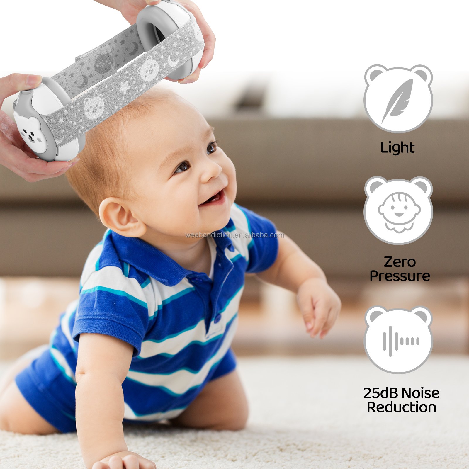 Baby Products 25dB Hearing Protection Earmuffs Kids Ear Defenders Adjustable Safety Noise Canceling Baby Earmuffs