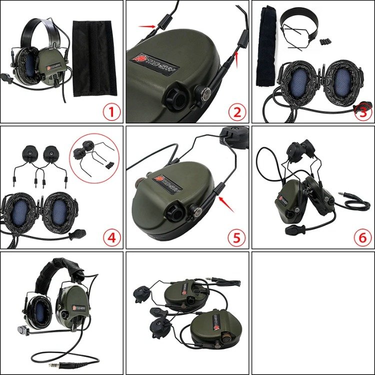 TS TAC-SKY Tactical Helmet ARC Rail Mount Version Silicone Earmuffs TEA Hi-Threat 1 Hearing Protection Shooting Headset