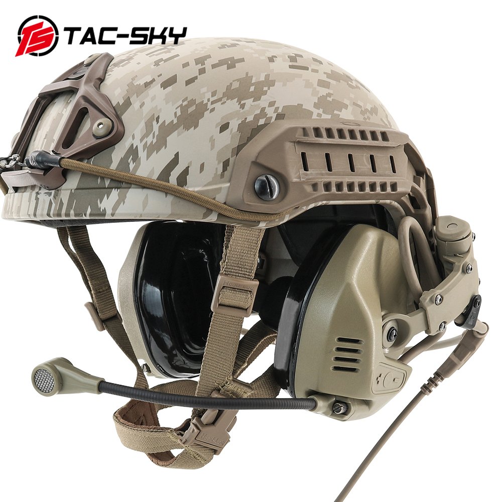 TS TAC-SKY Tactical Helmet ARC Rail Mount RAC Headset for fast Helmet for Hunting Electronic Ear muffs Hearing Protection