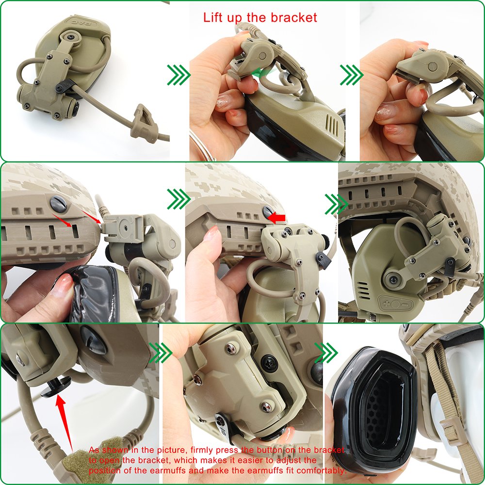 TS TAC-SKY Tactical Helmet ARC Rail Mount RAC Headset for fast Helmet for Hunting Electronic Ear muffs Hearing Protection