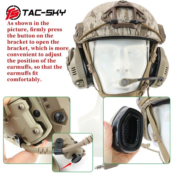 TS TAC-SKY Tactical Helmet ARC Rail Mount RAC Headset for fast Helmet for Hunting Electronic Ear muffs Hearing Protection