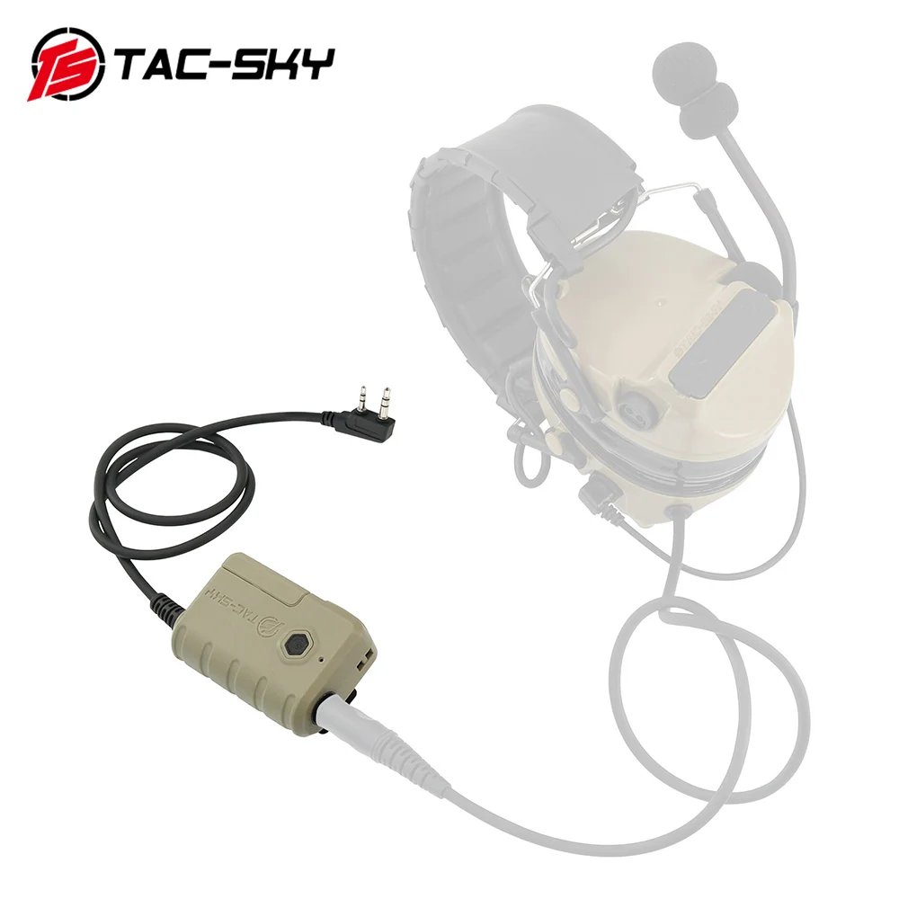 TS TAC-SKY Tactical Headset Cable PTT Adapter 7.0mm Plug with Bluetooth for COMTAC Sordin headsets for Kenwood Walkie Talkies