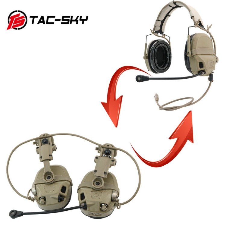 TS TAC-SKY New Digital Dual DPS AMP Headset Shooting hearing Protection for Tactical ARC Rail Helmets Tactical Headset