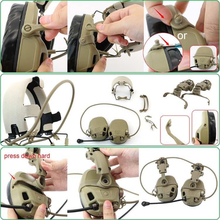 TS TAC-SKY New Digital Dual DPS AMP Headset Shooting hearing Protection for Tactical ARC Rail Helmets Tactical Headset