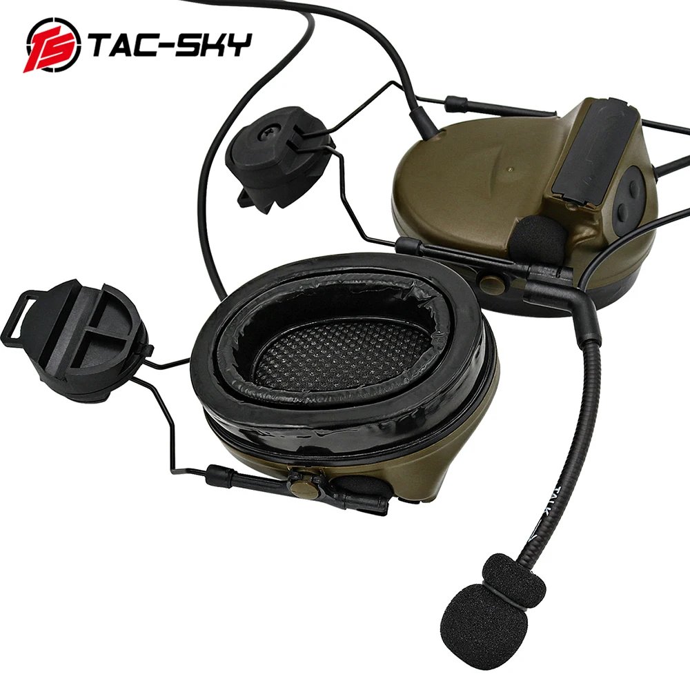 TS TAC -SKY COMTAC II Tactical Headset with ARC Rail Adapter Hearing Protection Headphone Noise-cancelling Shooting Earmuff