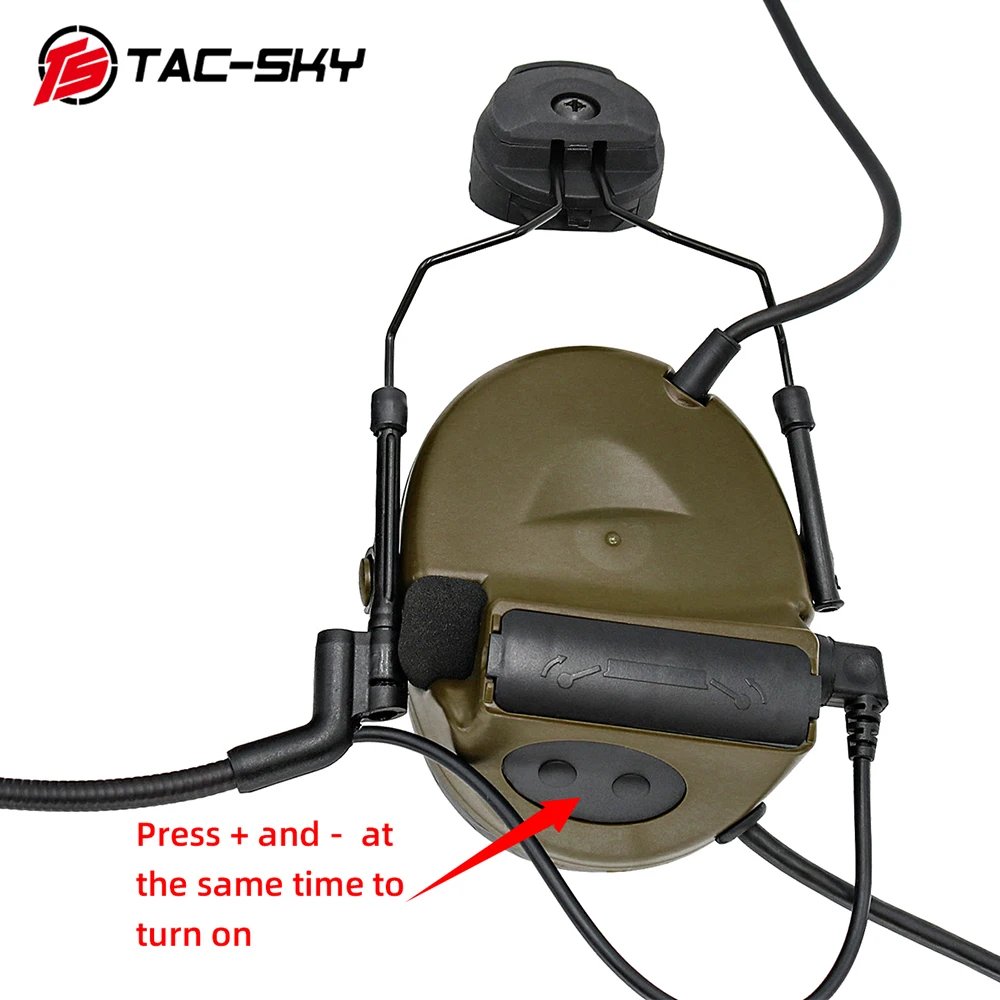 TS TAC -SKY COMTAC II Tactical Headset with ARC Rail Adapter Hearing Protection Headphone Noise-cancelling Shooting Earmuff
