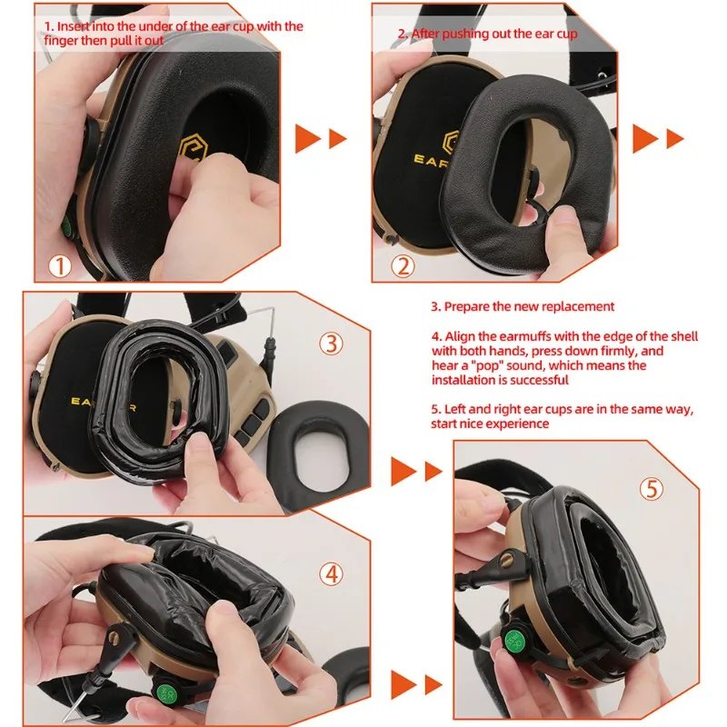 Gel Ear Pads Compatible with EARMOR M31/m32 Tactical Headset Noise Cancelling Hearing Protection Shooting Headphone Adapter