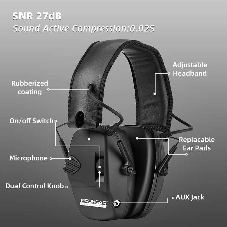 Popular Model SNR 27dB Anti-noise Sound Proof Shooting Ear Defenders Hearing Protection Ear Muff