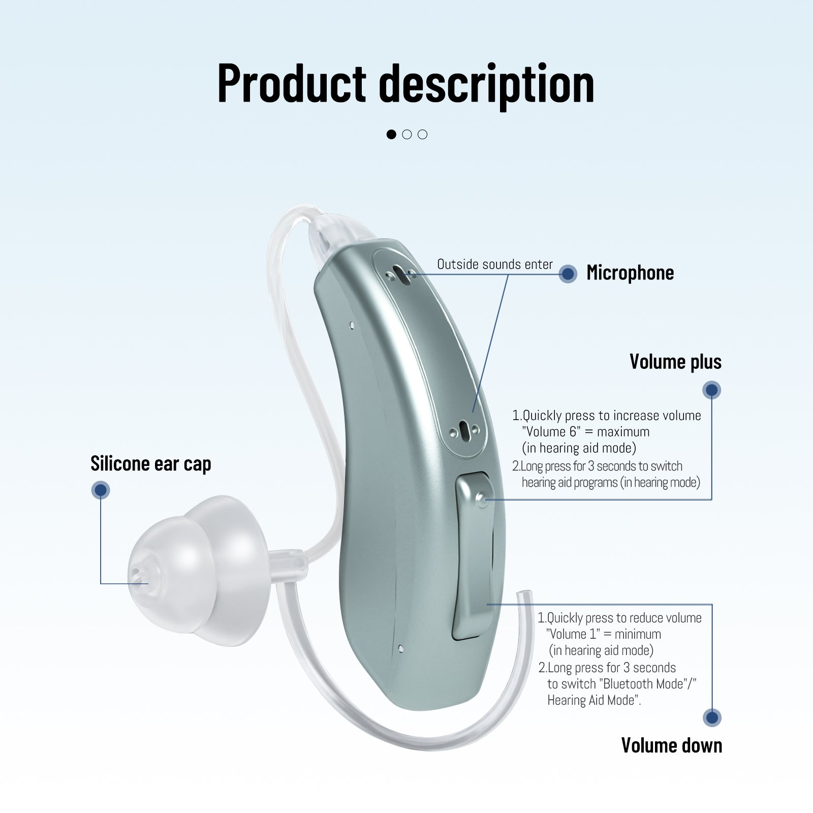 High Quality Sound Amplifier Wireless BTE Ear Hearing Aid 16 Channels Earphone Digital Hearing Aids For Seniors