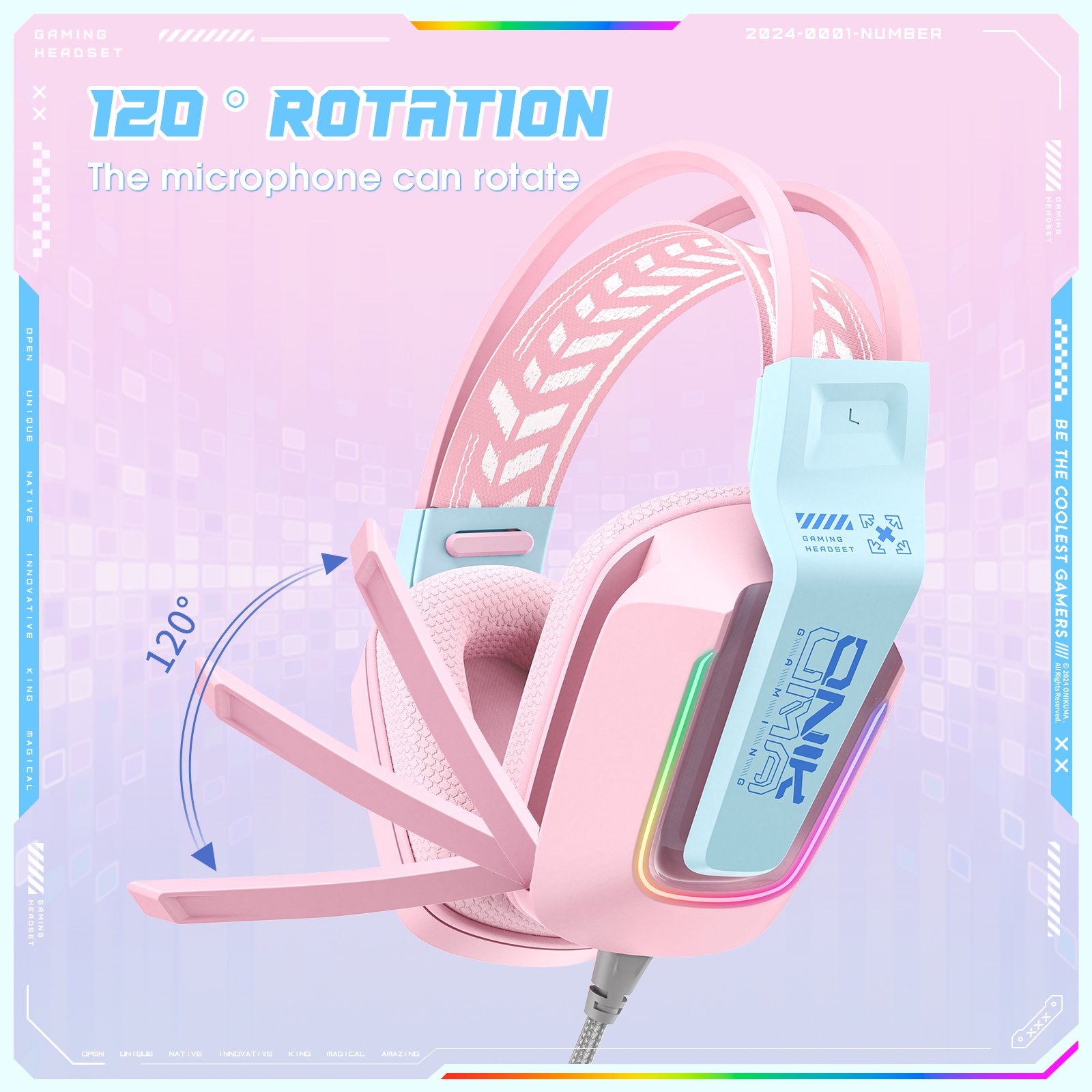 ONIKUMA X13 3.5mm Wired Noise Cancelling Headset Computer Headphones USB RGB Gaming Headset