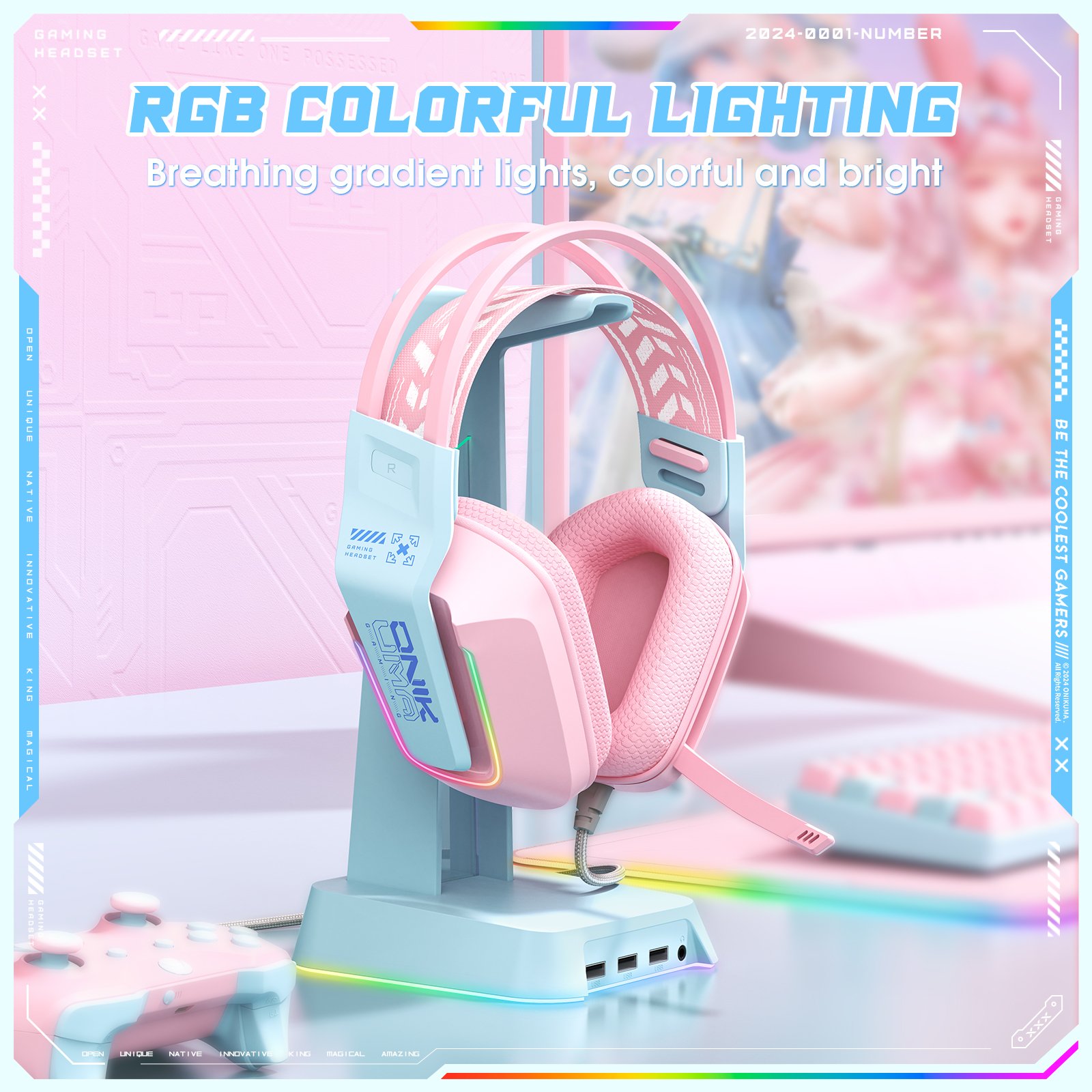 ONIKUMA X13 3.5mm Wired Noise Cancelling Headset Computer Headphones USB RGB Gaming Headset