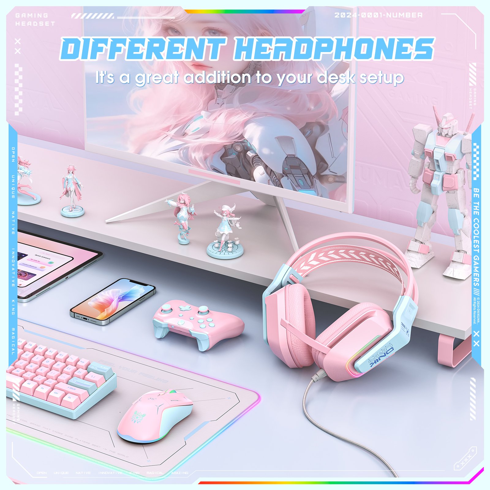 ONIKUMA X13 3.5mm Wired Noise Cancelling Headset Computer Headphones USB RGB Gaming Headset