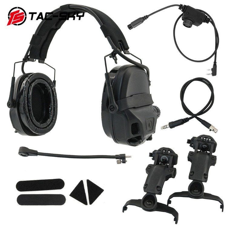 TS TAC-SKY Tactical Headset AMP Headset Civilian Version with RAC ptt for Tactical Helmet ARC Rail Shooting Hearing Protection