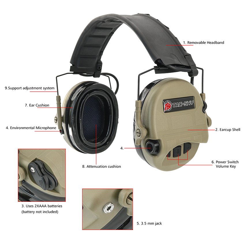 TS TAC-SKY Tactical Electronic Earmuffs Foldable SORDIN Ultra IPSC Outdoor Hunting Shooting Ear Protection Tactical Headset