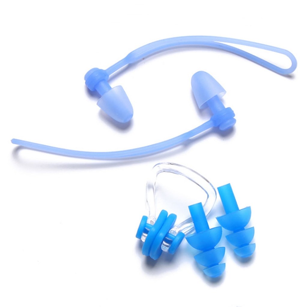 Hearing Men Women protection noise reduction Waterproof Silicone Swimming Nose Clip Ear Plugs with nose clip for swim surf